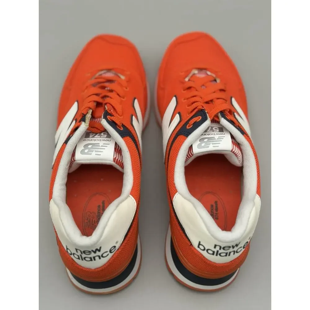 New Balance 574 Shoes Mens Orange White Low Top Running Sneakers Lifestyle 9.5